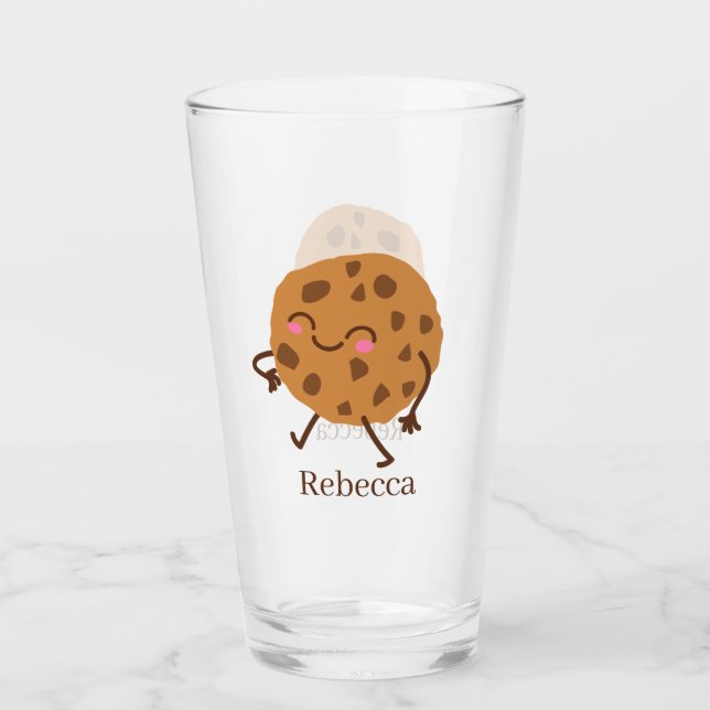 cute cookies and milk add name glass (Front)