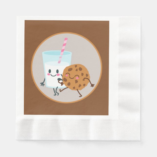 cute cookies and milk party napkin (Front)