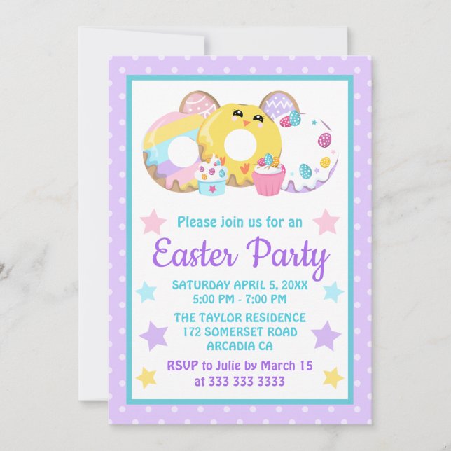 Cute Cookies & Cakes Easter Party Invitation (Front)