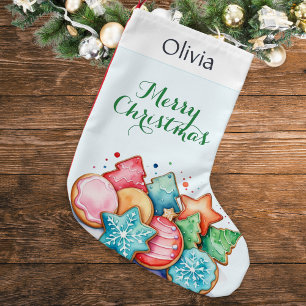 Cute Cookies Holiday Treats Personalised Small Christmas Stocking