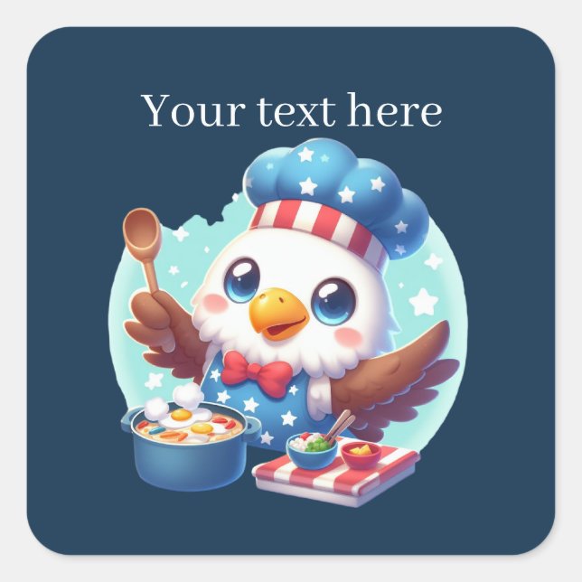 Cute cooking Eagle customisable  Square Sticker (Front)