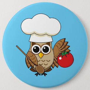 Cute Cooking Owl Cartoon 6 Cm Round Badge