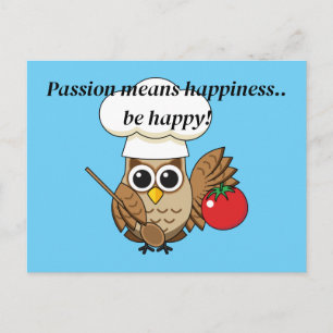Cute Cooking Owl Cartoon Add your Text Holiday Postcard