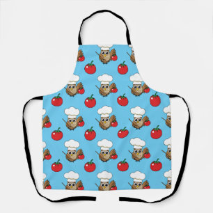 Cute Cooking Owl Cartoon Apron