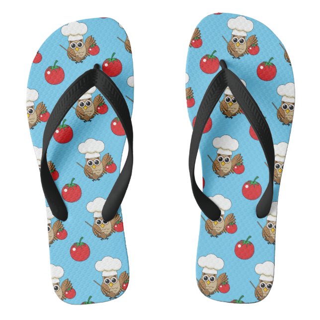 Cute Cooking Owl Cartoon Jandals (Footbed)