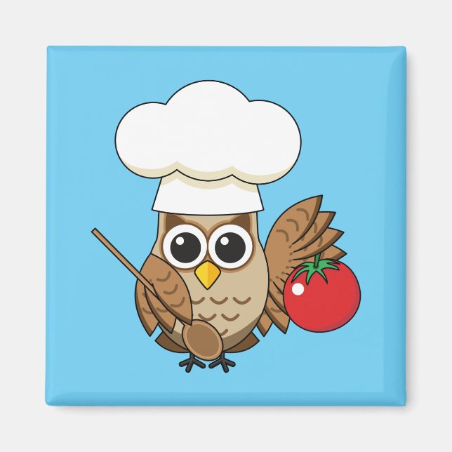 Cute Cooking Owl Cartoon Magnet (Front)