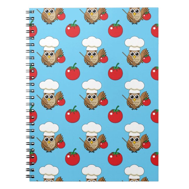Cute Cooking Owl Cartoon Notebook (Front)