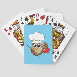 Cute Cooking Owl Cartoon Playing Cards