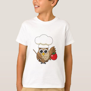 Cute Cooking Owl Cartoon T-Shirt