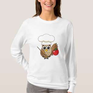Cute Cooking Owl Cartoon T-Shirt