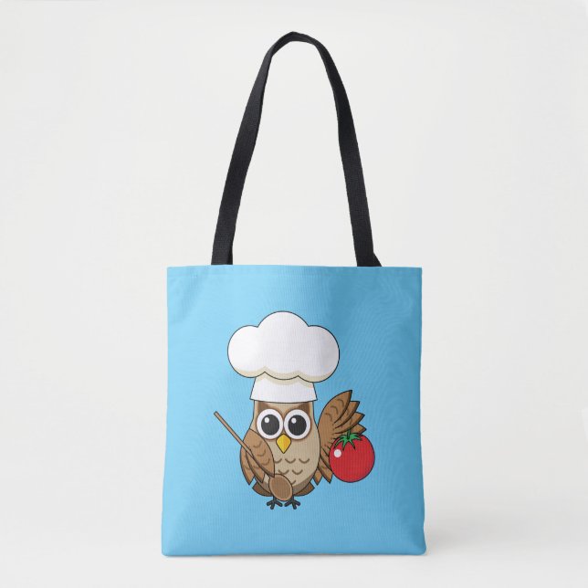 Cute Cooking Owl Cartoon Tote Bag (Front)