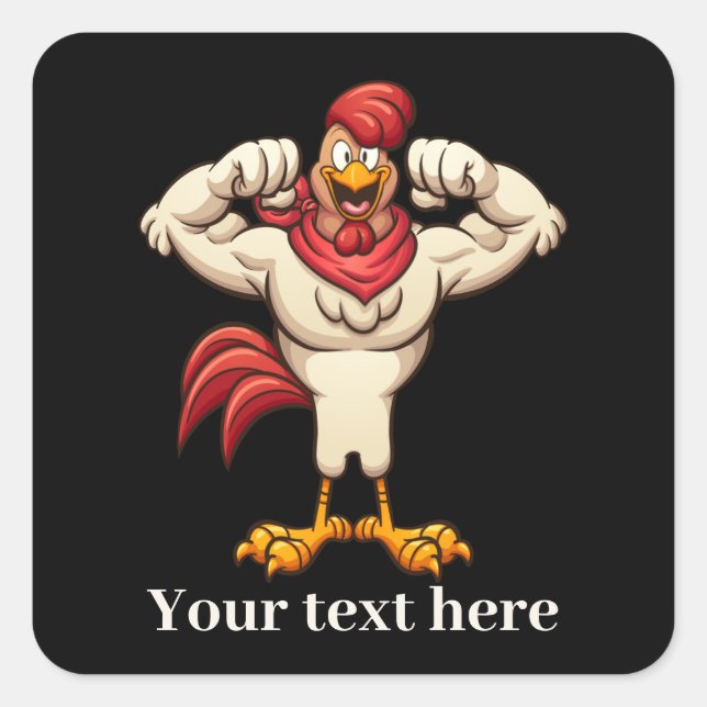 Cute cooking rooster add text Square Sticker (Front)