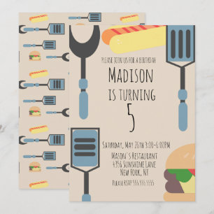 Cute Cookout  Birthday Party Hamburger Hotdog Announcement