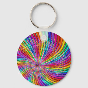 Cute Cool Abstract Pattern "Rainbow Swirl" Key Ring