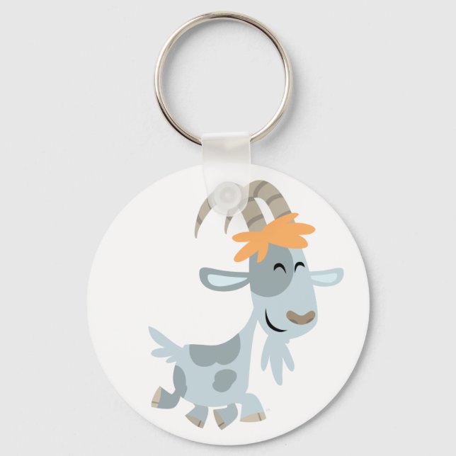 Cute Cool Cartoon  Goat Keychain (Front)