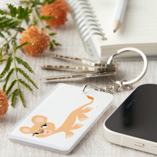Cute Cool Cartoon Lioness Acrylic Keychain (Front Right)
