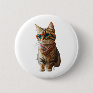 Cute Cool Cat 6 Cm Round Badge