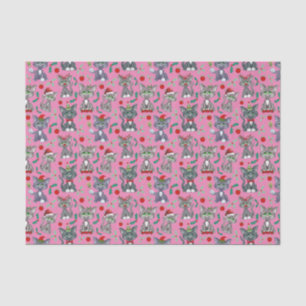 Cute Cool Christmas Cats in Pink Tissue Paper