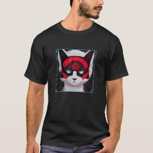 Cute Cool Fantasy Blue Eyed Cat Asian Aesthetic Re T-Shirt