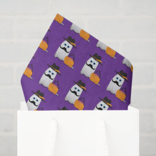 Cute Cool funny Halloween ghost moustache pattern Tissue Paper