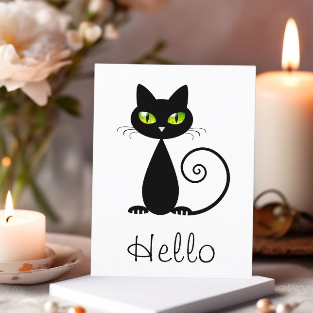 Cute Cool Sitting Black Cat with Green Eyes Postcard (Creator Uploaded)