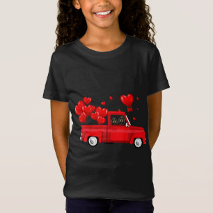 Cute Coonhound Riding Red Truck Love Valentine's D T-Shirt
