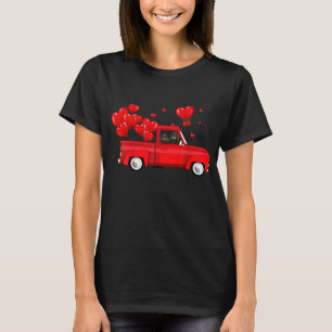 Cute Coonhound Riding Red Truck Love Valentine's D T-Shirt