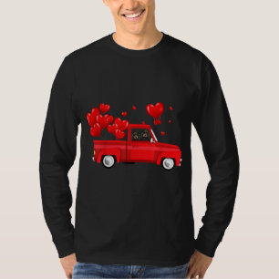 Cute Coonhound Riding Red Truck Love Valentine's D T-Shirt
