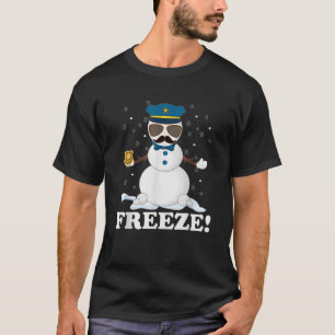 Cute Cop Snowman Freeze Funny Police Christmas Par T-Shirt