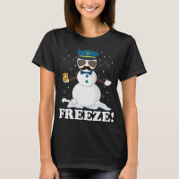Cute Cop Snowman Freeze Funny Police Christmas Par