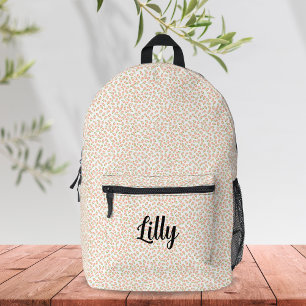 Cute Coquette Aesthetic Orange Floral Personalised Printed Backpack