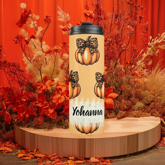 Cute Coquette Autumn Halloween Leopart Pumpkin Thermal Tumbler (Cute Coquette Autumn Halloween Leopart Pumpkin Thermal Tumbler)