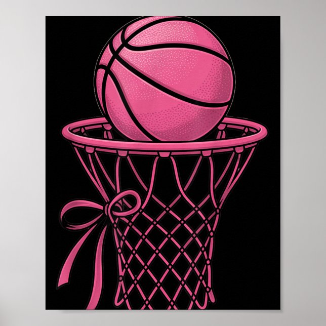 Cute Coquette Basketball Aesthetic Pink Hoop Style Poster (Front)