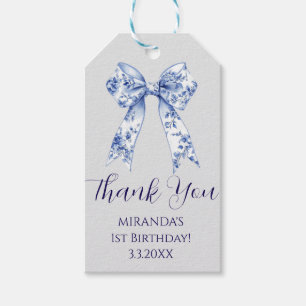 Cute Coquette Blue  Bow Personalized Gift From Tags