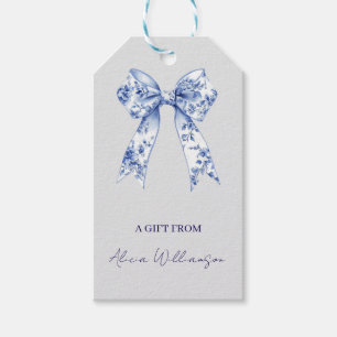 Cute Coquette Blue  Bow Personalized Gift From Tags