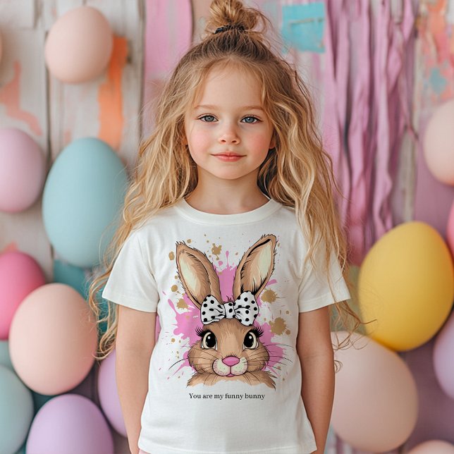 Cute Coquette Bow Bunny Girl Custom Text Toddler T-Shirt (Creator Uploaded)