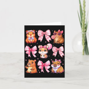 Cute Coquette Bow Capybara Pajamas Pjs Clothes Gir Card