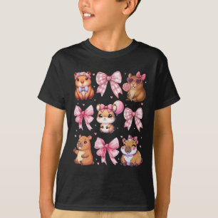 Cute Coquette Bow Capyra Pyjamas Pjs Clothes Girls T-Shirt