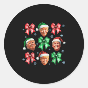Cute Coquette Bow Christmas Donald Trump 2024 Sant Classic Round Sticker