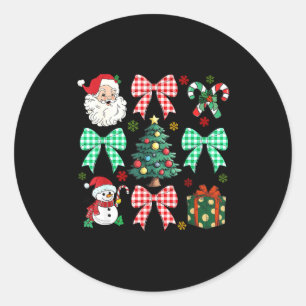 Cute Coquette Bow Christmas Tree Santa Gingerbread Classic Round Sticker
