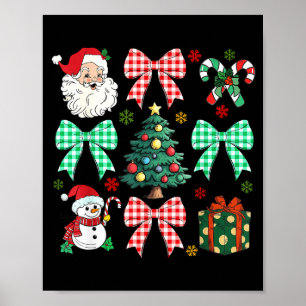 Cute Coquette Bow Christmas Tree Santa Gingerbread Poster