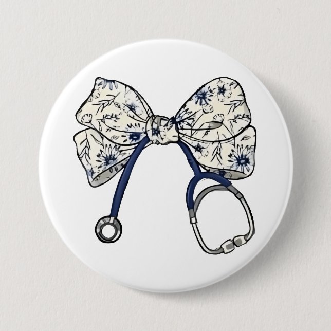Cute Coquette Bow Coquette Bow Nurse Nursing 7.5 Cm Round Badge (Front)