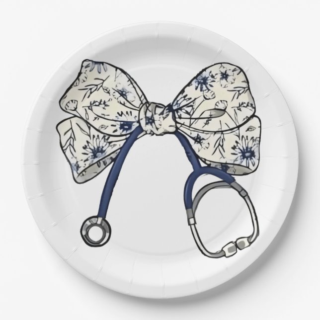 Cute Coquette Bow Coquette Bow Nurse Nursing Paper Plate (Front)