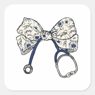 Cute Coquette Bow Coquette Bow Nurse Nursing Square Sticker