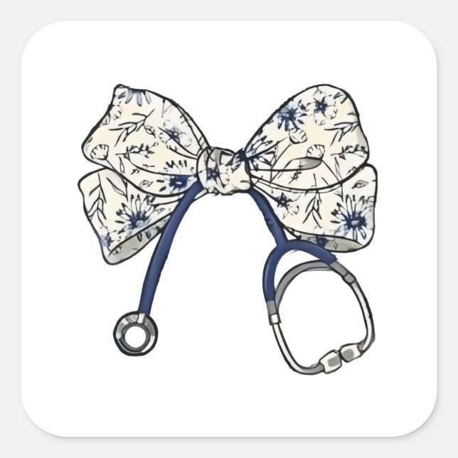 Cute Coquette Bow Coquette Bow Nurse Nursing Square Sticker (Front)
