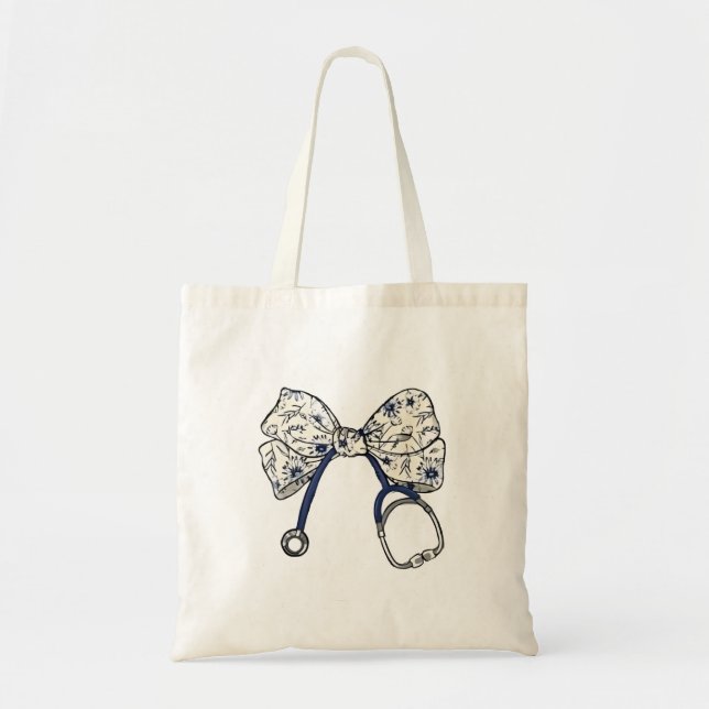 Cute Coquette Bow Coquette Bow Nurse Nursing Tote Bag (Front)
