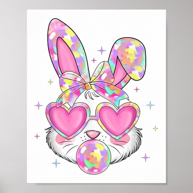 Cute Coquette Bow Easter Day Rabbit Bunny Ears Gir Poster (Front)