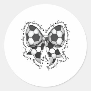 Cute Coquette Bow Funny Game Day Soccer Mum Life T Classic Round Sticker