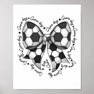 Cute Coquette Bow Funny Game Day Soccer Mum Life T Poster