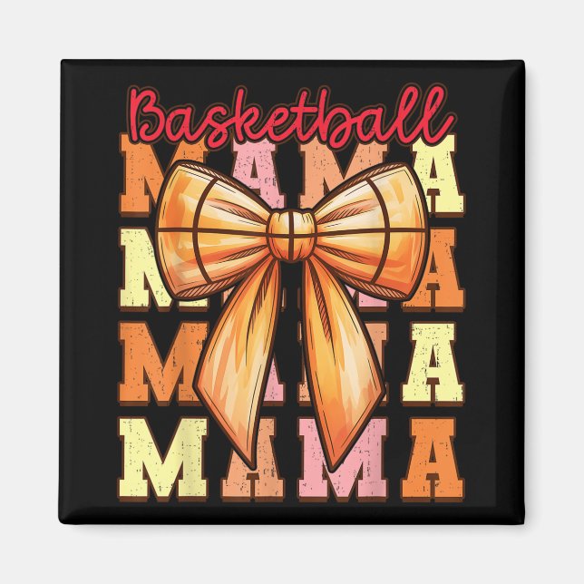 Cute Coquette Bow Game Day Basketball Mama For Mum Magnet (Front)